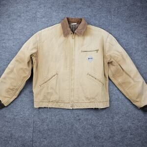 Vintage Muleskins Jacket Mens Large Tan Canvas Workwear Blanket Lined Chore 90s